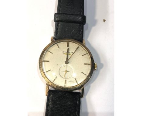 Vintage gents 9ct gold Longines 19.4 17 jewel wristwatch in working order but no warranty given 