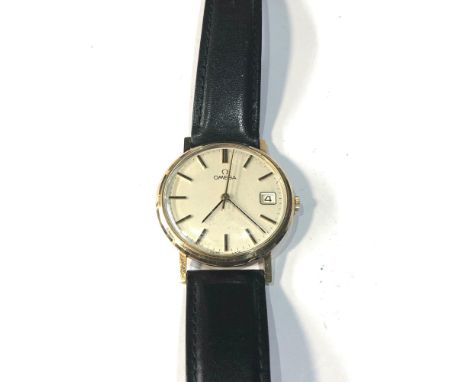 9ct gold presentation omega gents wristwatch 17 jewel manual wind non working 