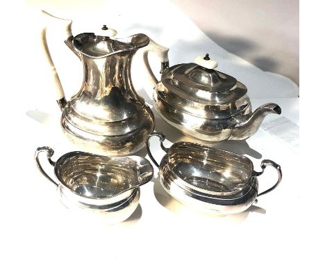 4 piece silver tea service sheffield silver hallmarks by Edward Viners weight 1400g bone handles 