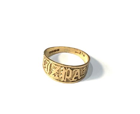 9ct gold MIZPAH ring weight 2.7g 