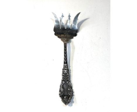 Antique silver sardine fork measures approx 13.5cm long weight 14g 