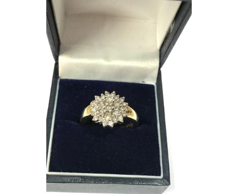 Fine  9ct gold diamond cluster ring 1.00ct weight of ring 4.3g 