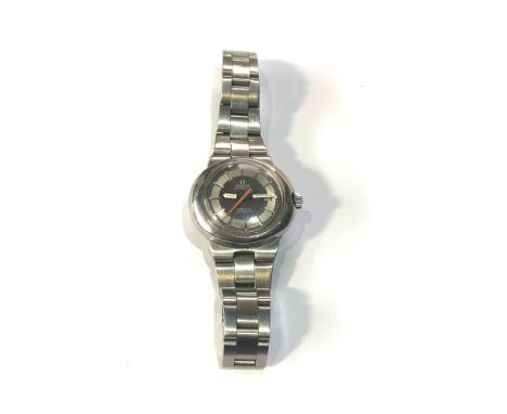 Vintage ladies omega automatic geneve dynamic wristwatch watch is ticking but no warranty given original 0mega strap 