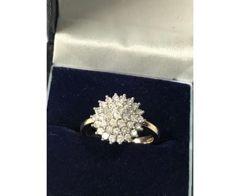 Fine 9ct gold diamond cluster ring  0.75ct weight of ring 3.5g 