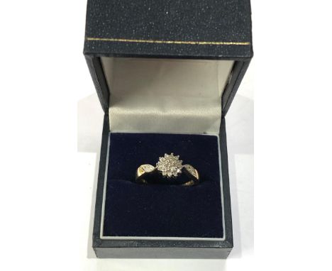 Fine 9ct gold diamond cluster ring 0.25ct weight of ring 2.5g 