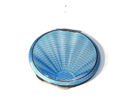 Antique silver and enamel compact edge enamel wear as shown measures approx 7.6cm dia weight 82g 