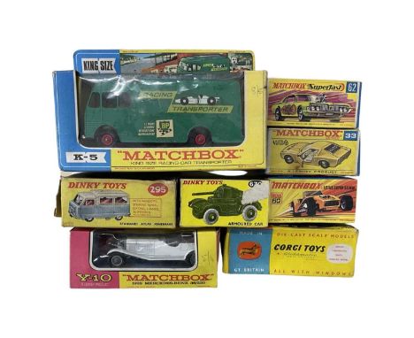 A mixed lot of boxed die-cast vehicles, to include: - Matchbox: K-5 King Size Racing-Car Transporter - Matchbox Superfast: Ra