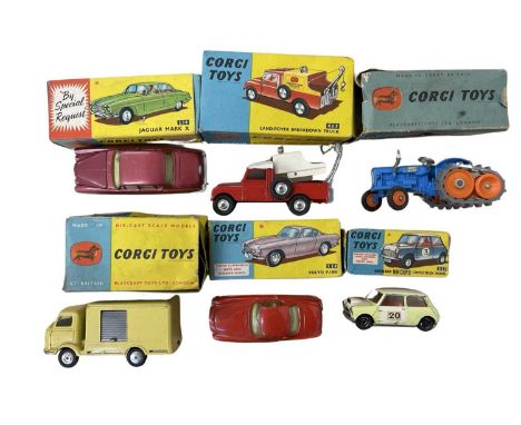 A collection of boxed die-cast Corgi vehicles, to include: - 238 Jaguar Mark X - 417 Land-Rover Breakdown Truck - 411 Karrier