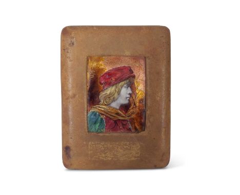 Alfred (Bernard) Meyer (1832-1904), signed (lower left), enamelled miniature in the Limoges Renaissance Revival style, head a