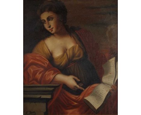 Continental School, A portrait of a lady in classical dress, oil on canvas, 21.5x18ins.