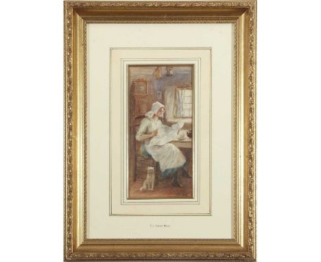 A.B. White (British, fl.1880-1931), 'The Latest News', pencil, coloured chalk, heightened with white, signed.Qty: 1Footnote: 