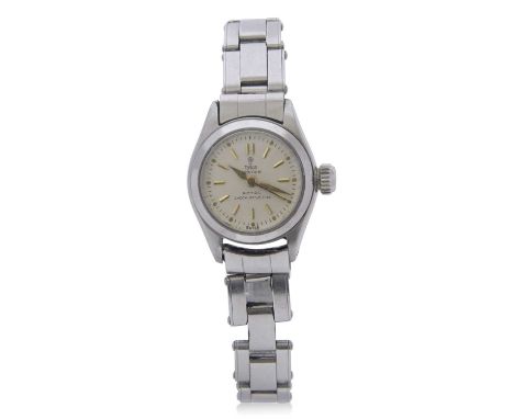 Ladies last quarter of 20th century stainless steel cased Tudor Oyster Royal wrist watch with gold hands and sweep seconds ha