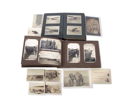 Aviation and Military interest - small photograph album containing a number of photos of RFC Biplanes in desert circa 1917/19