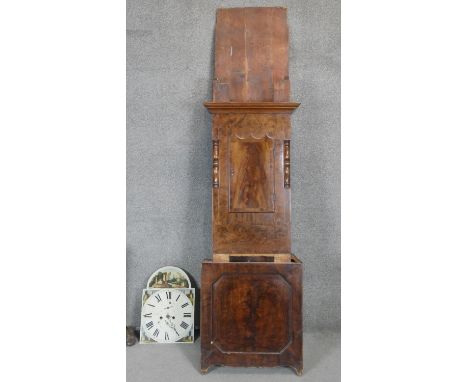 A Georgian mahogany longcase clock with painted dial and eight day movement. For restoration. H.220 W.60 D.25cm 