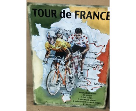 An enamel 'Tour de France' sign