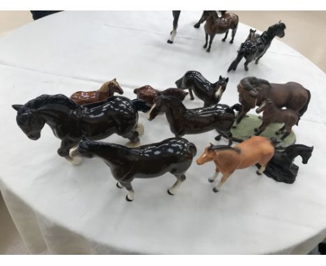 A quantity of ceramic horses to inc Beswick