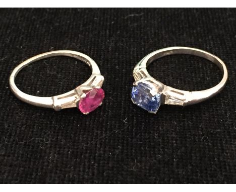 A platinum tanzanite ring and ruby example