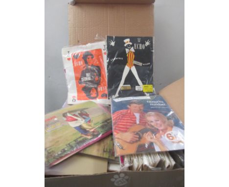 A box of vintage tights; together with advertising Avengers etc
