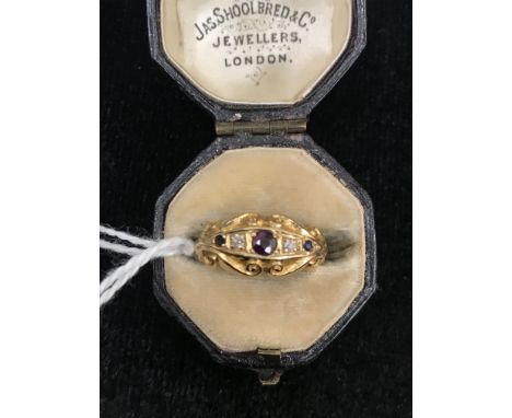 A Victorian diamond, ruby and sapphire ring