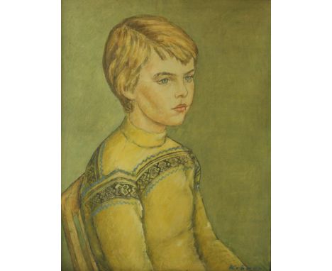 Attributed to Jacob Kramer (1892-1962) - 'Portrait of a Young Boy'Watercolour, signed lower right, framed and glazed, approx 