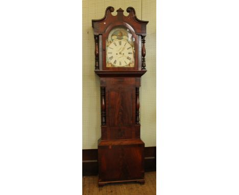 A large 19th Century North Country eight day longcase clockThe painted unsigned dial with Roman numerals and subsidiary date 