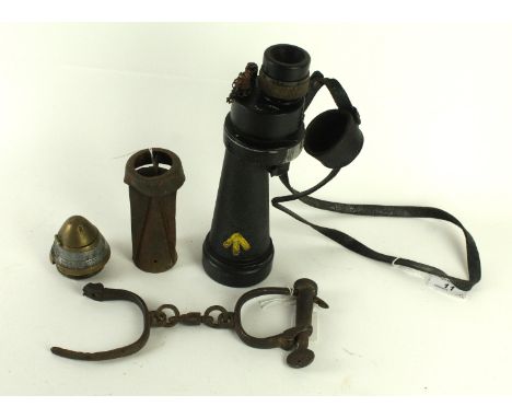 A military issue monocular, dated 1934Length 24cm, with military broad arrow mark and date 1934, a novelty WWI period brass s