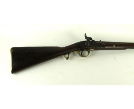 An 1844 pattern tower .650 calibre percussion cap cavalry carbine49cm barrel, with fixed sights, stamped with ordnance marks,