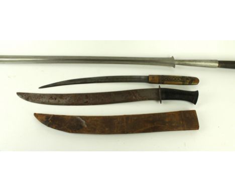 A Far Eastern curved bladed short sword, late 19th/early 20th Century33cm curved single fullered single edged blade with inci