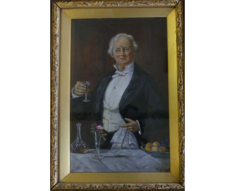 M Richards (19th Century, British) - Portrait of a Gent in Dinner JacketOil on board, signed lower right, oak framed, approx 