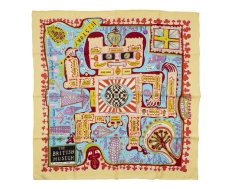 Grayson Perry CBE RA, British b.1960-  The British Museum - A Personal Map Scarf, 2011;  pure silk scarf in colours, produced