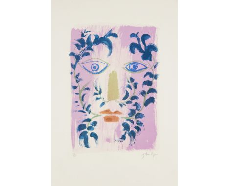 John Piper,  British 1903-1992, Foliate Head, 1976;lithograph in colours, signed in pencil and numbered 68/90,  sheet: 54.5 x