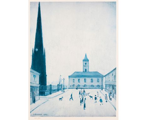 Laurence Stephen Lowry RBA RA, British 1887-1976,&nbsp;Old Town Hall, Middlesborough, 1959;&nbsp;offset lithograph in colours