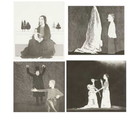 David Hockney, British b. 1937-Four etchings from the six fairy tales of the Brothers Grimm, 1969, The enchantress with the b