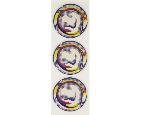 Roy Lichtenstein,American 1923-1997,Paper Plates, 1969;three screenprints in colours on paper plates,each stamped Roy Lichten