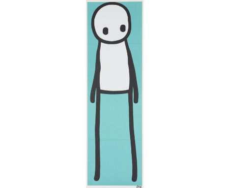 Stik, British b.1979-Standing Figure (Turquoise), 2015;offset lithograph in colours on wove, folded twice as issued,  signed 