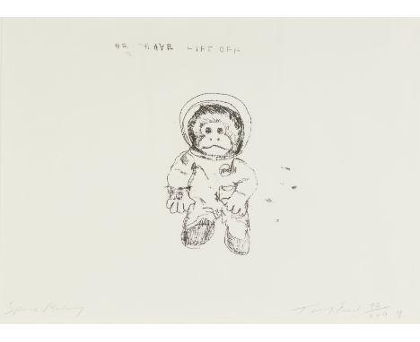Tracey Emin CBE RA,British b. 1963-Space Monkey - We Have Lift Off, 2009;black and white lithograph on wove,&nbsp;signed, dat