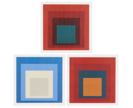 Josef Albers,German/American 1888-1976, Homage to the Square (Red with Green square);&nbsp;offset lithograph in colours on th