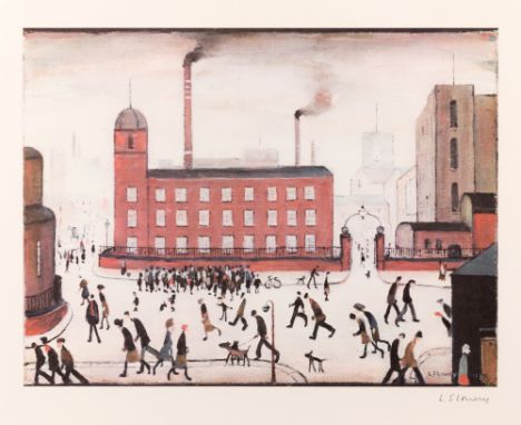 Laurence Stephen Lowry RBA RA,  British 1887-1976,Mill Scene;  offset lithograph in colours on wove, signed, limited edition 