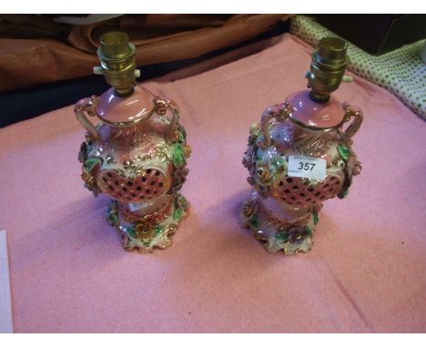 Pair of Italian Lamp Bases ( some petal damage )