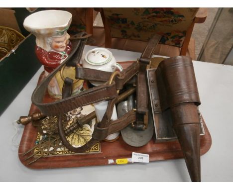 tray of colectables inc Bee smoker, victorian toast fork etc