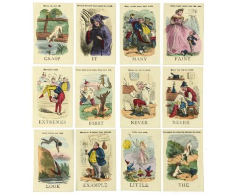 [VICTORIAN CARD GAME] - THE NEW GAME OF ILLUSTRATED PROVERBS (published by John Jaques and Son, London, circa 1860), a comple