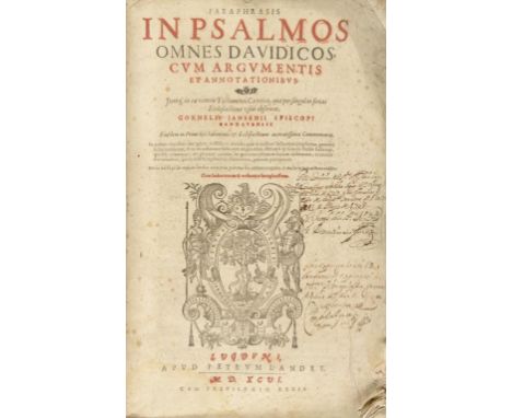 JANSEN, CORNELIUS - PARAPHRASIS IN PSALMOS OMNES DAVIDICOS cum argumentis et Annotationibus [bound with:] IN PROVERBIA SALOMO