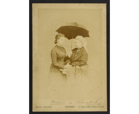 QUEEN VICTORIA (1819-1901) AND PRINCESS BEATRICE (1857-1944) PHOTOGRAPH SIGNED VICTORIA RI AUG 9 1879 AND BEATRICE of the Que