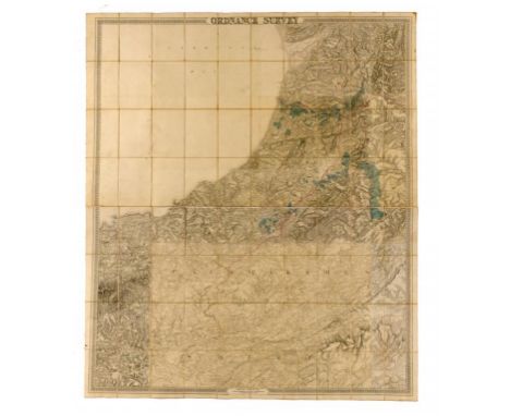 [SOUTH WALES] ORDNANCE SURVEY OF ENGLAND AND WALES Two large folding maps, sectionalised on linen, covering areas in South Wa