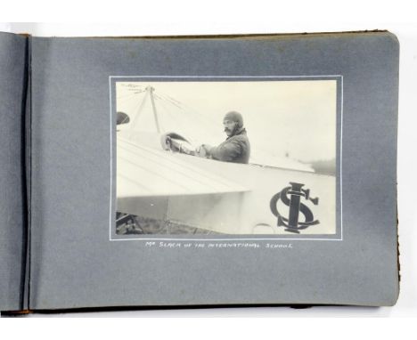 EARLY AVIATION. A N ALBUM OF PHOTOGRAPHS OF AVIATORS AND THEIR FLYING MACHINES, 1912 ninety nine silver prints mounted, mostl