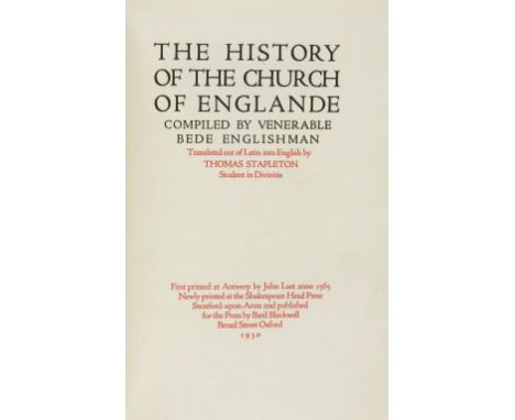 BEDE, THE VENERABLE & STAPLETON, THOMAS - THE HISTORY OF THE CHURCH OF ENGLANDE compiled by Venerable Bede Englishman Transla