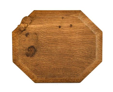 Workshop of Robert Mouseman Thompson (Kilburn): An English Oak Bread Board, of octagonal form, with carved mouse trademark,30