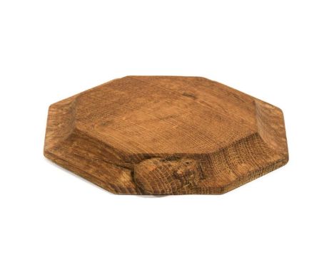 Workshop of Robert Mouseman Thompson (Kilburn): An English Oak Teapot Stand/Small Chopping Board, with carved mouse trademark