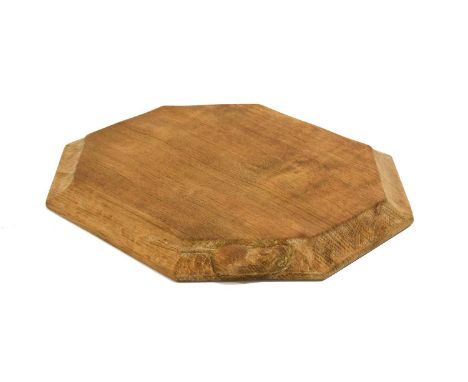 Workshop of Robert Mouseman Thompson (Kilburn): An English Oak Bread Board, of octagonal form, with carved mouse trademark, 3