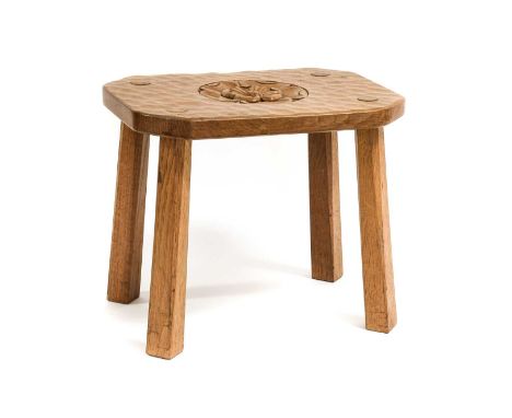 Gnomeman: Thomas Whittaker (1912-1991) (Littlebeck): An Oak Stool, the adzed circular seat carved with three acorns, on three